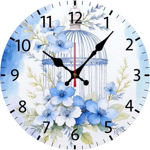 Eveokoki Birdcage Round Wall Clock, 10 Inch Analog Quiet Non Ticking Desk Clock for Home Kitchen/Living Room/Bedroom/Bathroom/Office