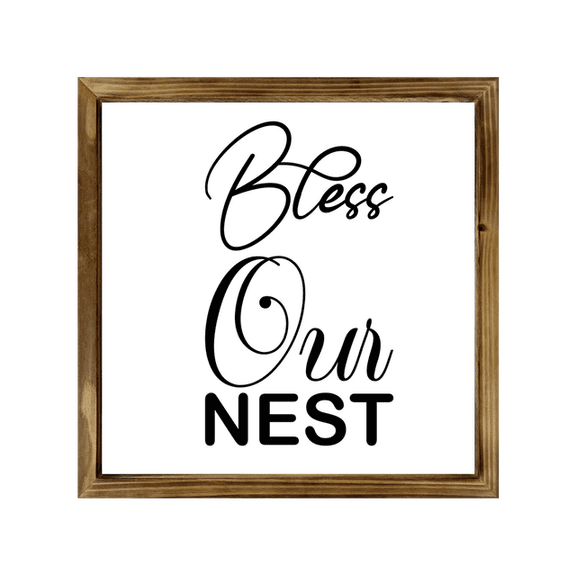 Eveokoki Bless Our Nest Sign 8 Inch, Rustic Farmhouse Decor for the Home Sign, Wall Decorations, Modern Farmhouse Wall Decor, Rustic Wall Hanging Sign with Solid Wood Frame