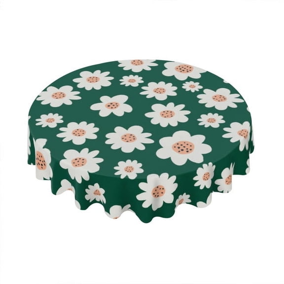 Eveokoki Blue Daisy Tiny Flowers Tablecloth Round Table Cloth 60 Inch Washable Waterproof Table Cover Tabletop Decoration for Restaurant, Picnic, Indoor and Outdoor Dining