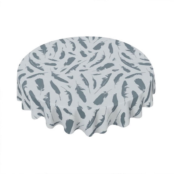 Eveokoki Boho Round Tablecloth 60 inch, Grey Boho Feathers Bohemian Circle Table Cloth, Colorful Tablecloth Decor for Home Kitchen Dining Party Patio Indoor and Outdoor Use
