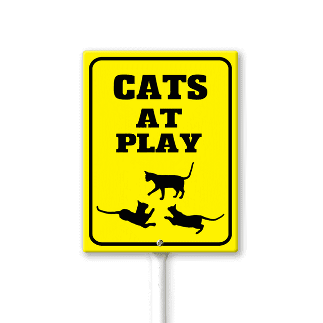 Eveokoki Cats At Play Sign With Stake For Neighborhoods Yard Farm ...