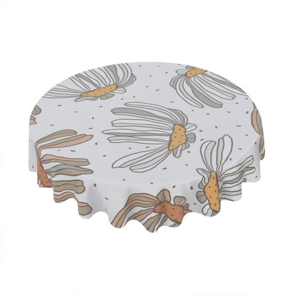 Eveokoki Chamomile Daisy Flower Tablecloth Round Table Cloth 60 Inch Washable Waterproof Table Cover Tabletop Decoration for Restaurant, Picnic, Indoor and Outdoor Dining