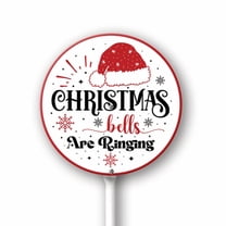 Eveokoki Christmas Decorations Outdoor Yard Sign Christmas Bells Are Ringing Aluminum Signs with Stakes for Winter Holiday Outside Yard Pathway Lawn Decor Supplies 9.2Inch