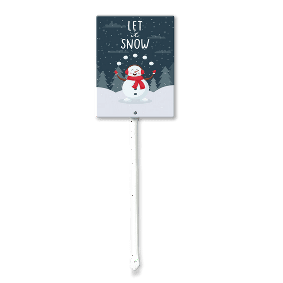 Eveokoki Christmas Decorations Outdoor Yard Signs -Let It Snow Aluminum Signs with Stakes for Winter Holiday Christmas Outside Yard Pathway Lawn Decor Supplies