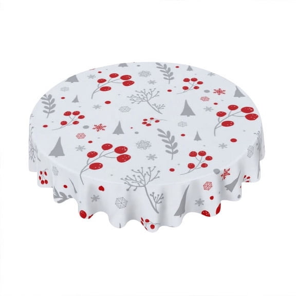 Eveokoki Christmas Tablecloth Round 60 Inch Christmas Washable Wrinkle Stain-Resistant Polyester Table Cloth Indoor Winter Decorations for Home Kitchen Dinning Party Holiday