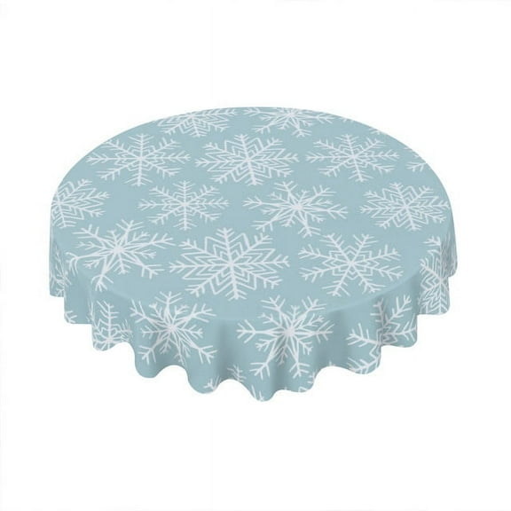 Eveokoki Christmas Tablecloth Round 60 Inch Snowflakes Washable Wrinkle Stain-Resistant Polyester Table Cloth Indoor Winter Decorations for Home Kitchen Dinning Party Holiday