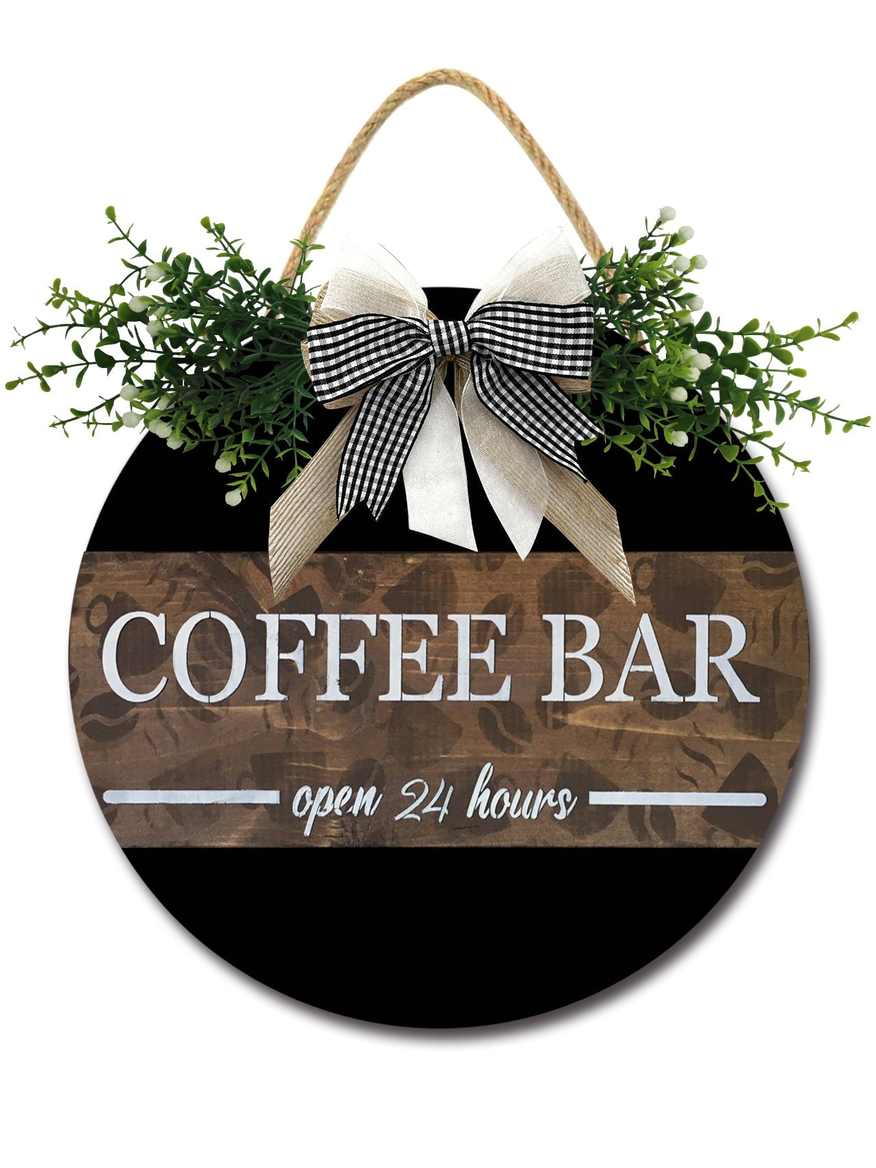 Eveokoki Coffee Bar Open 24 Hours Wooden Front Door Sign Rustic Round eveokoki-coffee-bar-open-24-hours-wooden-front-door-sign-rustic-round