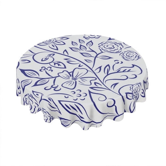 Eveokoki Colorful Tablecloth Round 60 Inches Tablecloth Waterproof Polyester Washable Table Cover with Wildflower Design Table Cloth for Kitchen Dining Room Picnic Patio Party