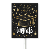 Eveokoki Congrats Decorative Signage, 4.6x6 Inch Aluminum Graduation Lawn Sign with Stakes, Waterproof for Outdoor Garden Decorations Supplies