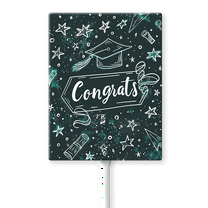 Eveokoki Congrats Decorative Signage, 4.6x6 Inch Aluminum Graduation Lawn Sign with Stakes, Waterproof for Outdoor Garden Decorations Supplies