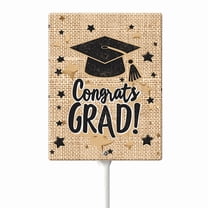 Eveokoki Congrats Grad Decorative Signage, 4.6x6 Inch Aluminum Graduation Lawn Sign with Stakes, Waterproof for Outdoor Garden Decorations Supplies