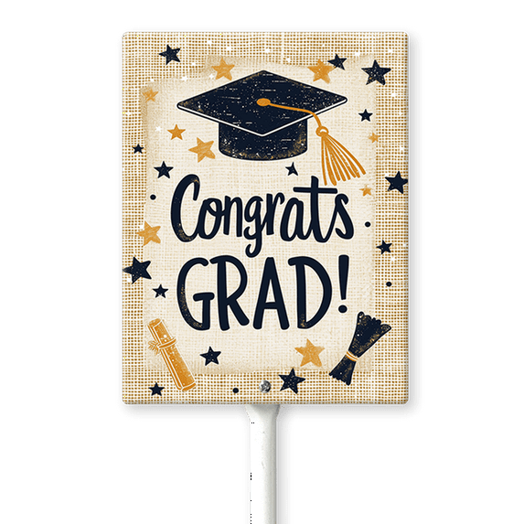 Eveokoki Congrats Grad Decorative Signage, 8x12 Inch Aluminum Graduation Lawn Sign with Stakes, Waterproof for Outdoor Garden Decorations Supplies