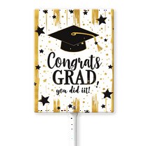 Eveokoki Congrats Grad You Did It Decorative Signage, 4.6x6 Inch Aluminum Graduation Lawn Sign with Stakes, Waterproof for Outdoor Garden Decorations Supplies