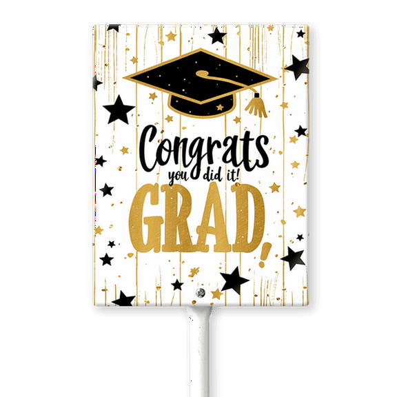 Eveokoki Congrats Grad You Did It Decorative Signage, 4.6x6 Inch Aluminum Graduation Lawn Sign with Stakes, Waterproof for Outdoor Garden Decorations Supplies