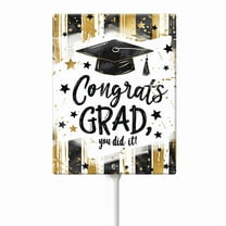 Eveokoki Congrats Grad You Did It Decorative Signage, 7x8.8 Inch Aluminum Graduation Lawn Sign with Stakes, Waterproof for Outdoor Garden Decorations Supplies