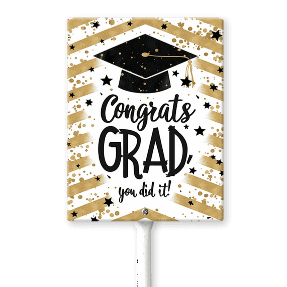 Eveokoki Congrats Grad You Did It Decorative Signage, 8x12 Inch Aluminum Graduation Lawn Sign with Stakes, Waterproof for Outdoor Garden Decorations Supplies