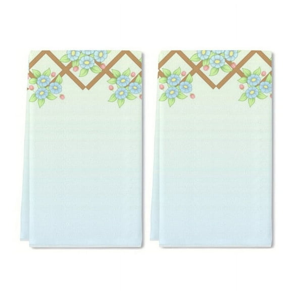 Eveokoki Daisy Flower Fence Kitchen Dish Towel Set of 2, Floral Ultra Absorbent Hand Drying Baking Cooking Cloth, Spring Seasonal Decor Home Decorations 16 x 24 Inch