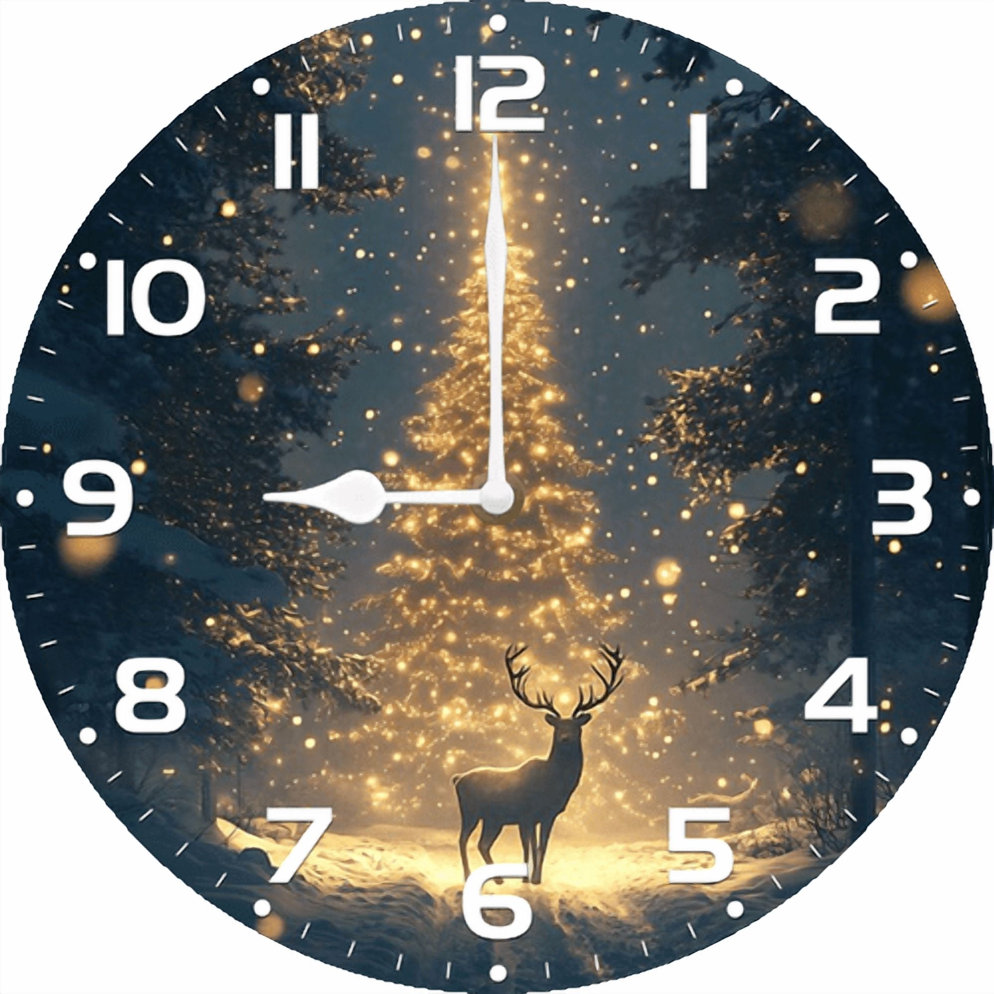 Eveokoki Deer Wall Clock Large Silent Non-Ticking Battery Operated ...