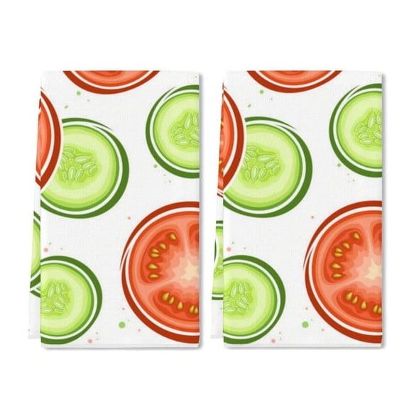 Eveokoki Dishcloths Cucumber And Tomato Kitchen Dish Towel Reusable Kitchen Towels for Baking Cooking Home Kitchen Bathroom Decor, 16 x 24Inch