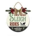 thumbnail image 1 of Eveokoki Door Sign Wood Decor - Horse Drawn Sleigh RidesWall Decor - Wooden Door Hangers Wreath with Bow for Home Decorations Indoor Party Supplies, 1 of 1