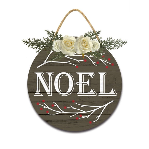 Eveokoki Door Sign Wood Decor - NoelWall Decor - Wooden Door Hangers Wreath with Bow for Home Decorations Indoor Party Supplies