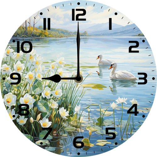 Eveokoki Ducks Swimming In A Lake Wall Clock 10 Inch Silent Battery Operated Elegant Clocks for Living Room Decor, Kitchen Office Dining Room Bedroom School Classroom Kids Room