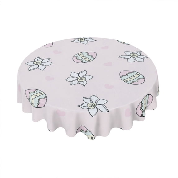 Eveokoki Easter Round Tablecloth 60 inch Diameter Easter Egg Table Cloths Spill Proof Wrinkle Table Cloth for Kitchen Dining Decoration Holiday Parties