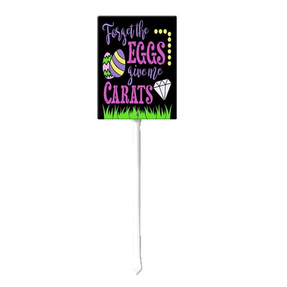 Eveokoki Easter Yard Signs Decorations Outdoor Give Me Carats Yard Stake Signs Easter Lawn Décor for Easter Hunt Game, Party Supplies DÈcor, Easter Props 17.6"