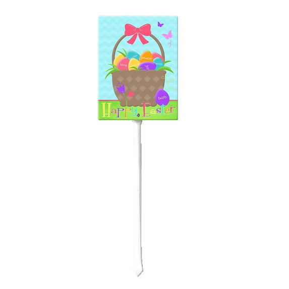 Eveokoki Easter Yard Signs Decorations Outdoor Happy Easter Basket Yard Stake Signs Easter Lawn Décor for Easter Hunt Game, Party Supplies DÈcor, Easter Props 17.6"