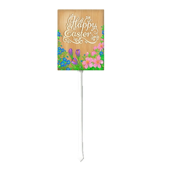 Eveokoki Easter Yard Signs Decorations Outdoor Happy Easter Flowers Yard Stake Signs Easter Lawn Décor for Easter Hunt Game, Party Supplies DÈcor, Easter Props 17.6"