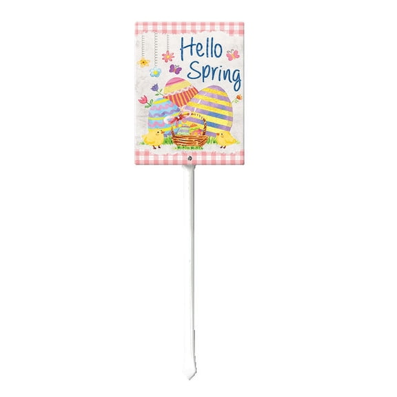 Eveokoki Easter Yard Signs Decorations Outdoor Hello Spring Easter Yard Stake Signs Easter Lawn Décor for Easter Hunt Game, Party Supplies DÈcor, Easter Props 17.6"