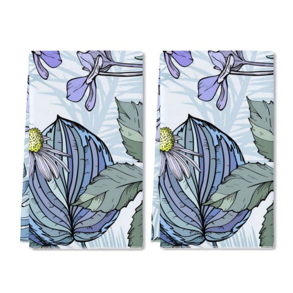 Eveokoki Elegant Floral Kitchen Dish Towel Set of 2, Floral Ultra Absorbent Hand Drying Baking Cooking Cloth, Spring Seasonal Decor Home Decorations 16 x 24 Inch
