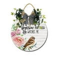thumbnail image 1 of Eveokoki His Eye Is On The Sparrow Front Door Sign Funny Wreaths Hanging Wooden Plaque Decoration Round Rustic Wood Farmhouse Porch Decor for Home Front Door Decor, 12 x 12 Inch, 1 of 5
