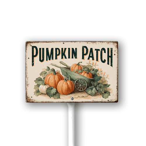 Eveokoki Fall Decorations for Home Outdoor, 12"x8" Decorative Garden Stakes with Pumpkin Patch Sign Fall Decor, Metal Yard Sign for Outside Garden Yard Lawn Patio Backyard Porch Decorations