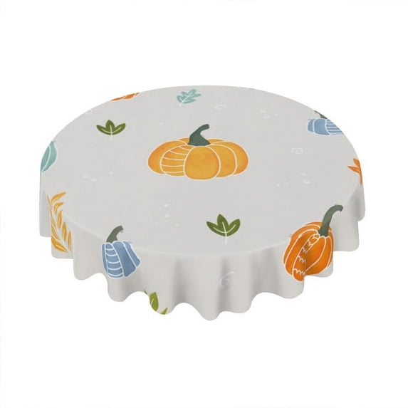 Eveokoki Fall Round Tablecloth,Harvest Tablecloth 60 inch,Pumpkin Horizontal Indoor or Outdoor Holiday Table Harvest Fall Decorations for Home,Dinner