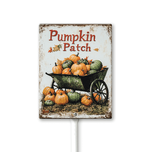 Eveokoki Fall Yard Decorations Outdoor Aluminum Pumpkin Patch Garden Stakes Autumn Signs Art Fall Yard Stake Pumpkin Lawn Ornaments for Patio Porch Thanksgiving Harvest 4.6x6Inch