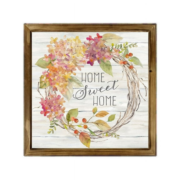 Eveokoki Farmhouse Hydrangea Home Sweet Home Square Rustic Wood Signs,Vintage Wooden Farmhouse Plaque, Large Wood Framed Wall Hanging Decor 16"