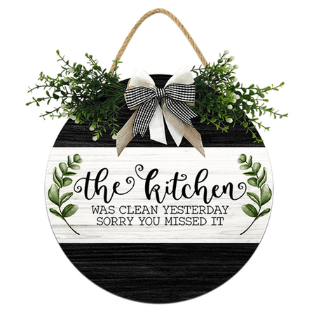 Eveokoki Farmhouse Kitchen Signs Wall Decor Funny Kitchen Wall Art The Kitchen Was Clean&nbsp;Rustic Round Wooden Sign,For Home, Office, Store Or Restaurant