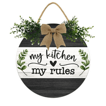Eveokoki Farmhouse Kitchen Signs Wall Decor Funny Kitchen Wall Art My Kitchen My Rules Rustic Round Wooden Sign,For Home, Office, Store Or Restaurant