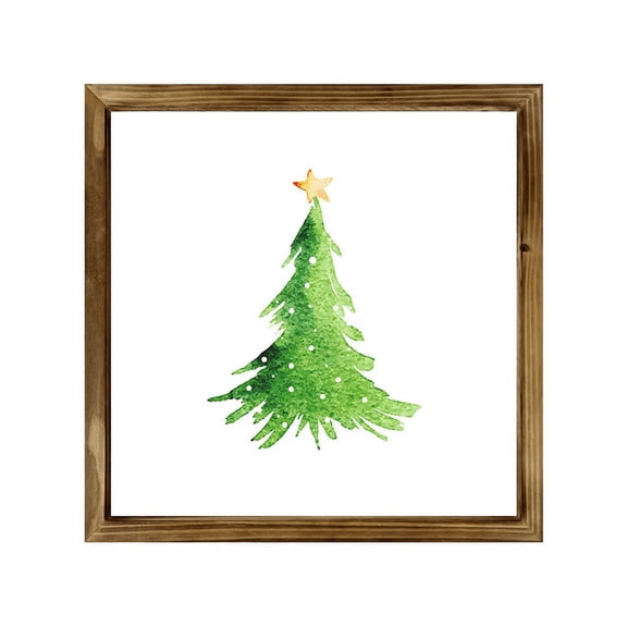 Eveokoki Farmhouse Wall Decor Signs For Christmas Decorations - Rustic 12” Wood Christmas Tree Doodle Drawing Picture Frame - Easy To Hang Indoor Holiday Decor For Your Home