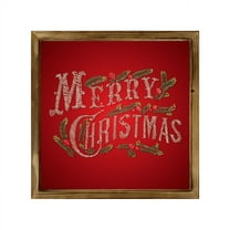 Eveokoki Farmhouse Wall Decor Signs For Christmas Decorations - Rustic 16” Wood Embroidered Merry Christmas Picture Frame - Easy To Hang Indoor Holiday Decor For Your Home