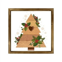 Eveokoki Farmhouse Wall Decor Signs For Christmas Decorations - Rustic 16” Wood Wooden Christmas Tree Picture Frame - Easy To Hang Indoor Holiday Decor For Your Home