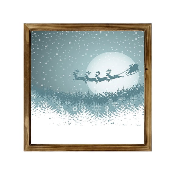 Eveokoki Farmhouse Wall Decor Signs For Christmas Decorations - Rustic 12” Wood Christmas Landscape Picture Frame - Easy To Hang Indoor Holiday Decor For Your Home