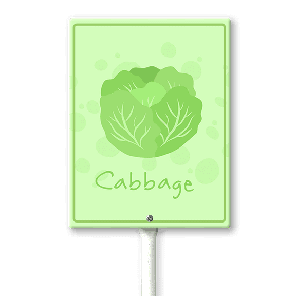 Eveokoki Farming Vegetable Garden Sign Cabbage Sign with Stake 8x12inch Aluminum Outdoor Decoration Sign Rustproof Sturdy Aluminum Sign for Outdoor Use Easy Install Set of 1