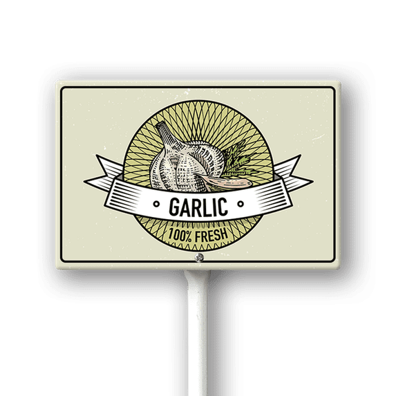 Eveokoki Farming Vegetable Garden Sign Garlic 12"x8" Rectangle Aluminum Garden Sign Vegetable Flowers Funny Garden Stakes Tags Decorations
