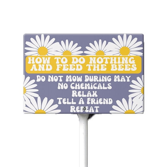 Eveokoki Feed The Bees Sign with Metal Stake 8 x 12 Inches No Mow May Yard Sign No Mow Signs Aluminum ​Garden Signs Outdoor for Lawn Yard Garden Decor, Easy to Install