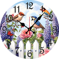 thumbnail image 1 of Eveokoki Fence With Birds Flowers Wooden Round Wall Clock,12-Inch Silent Non-Ticking Decorative Clock for Living Room, Bedroom, Kitchen, Office, Farmhouse & Modern Home Decor, 1 of 4