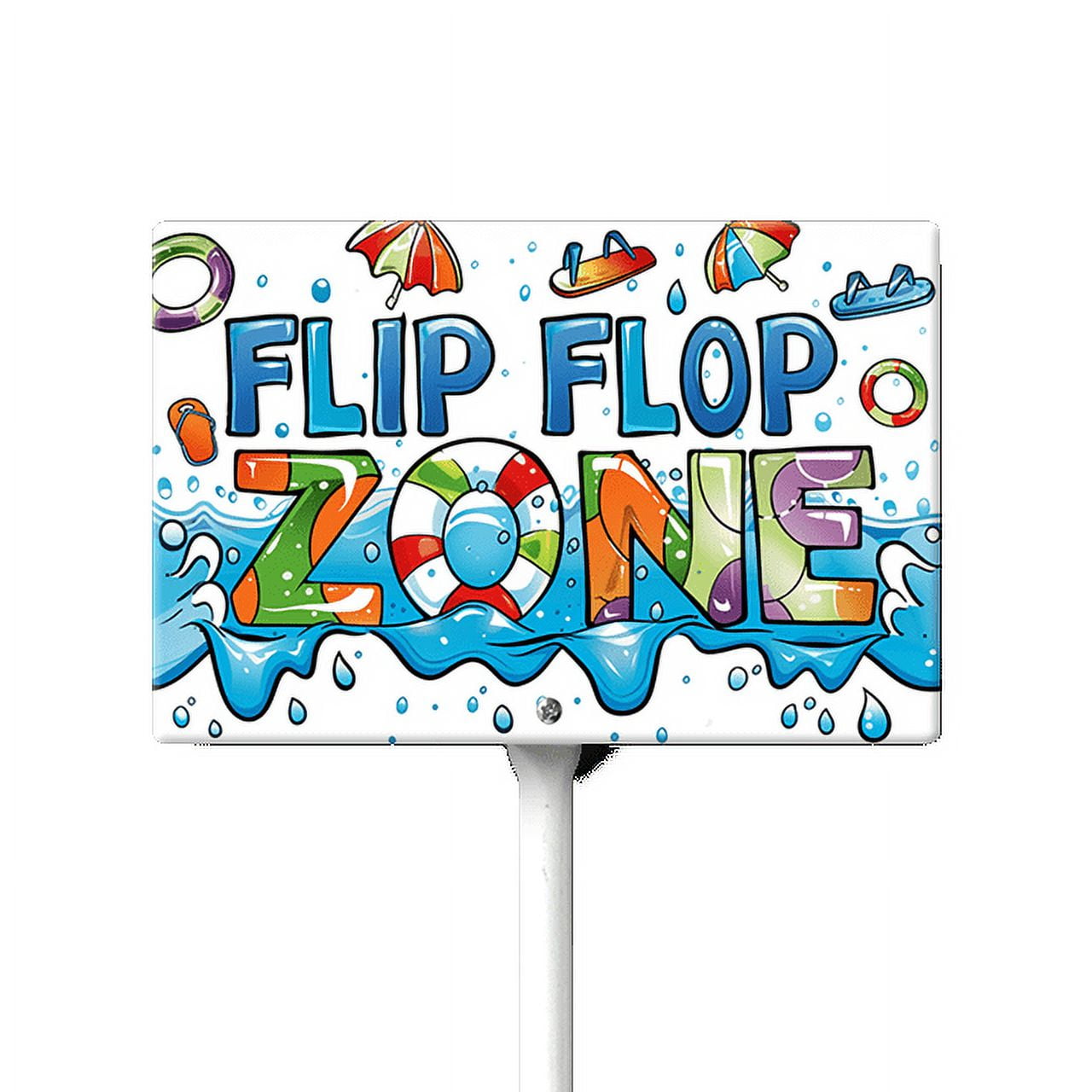 Eveokoki Flip Flop Zone Aluminum Sign Funny Pool Signs With Stake Beach  House Decor Vintage Pool Tropical Beach Patio Decoration 12\, image size:1280x1280