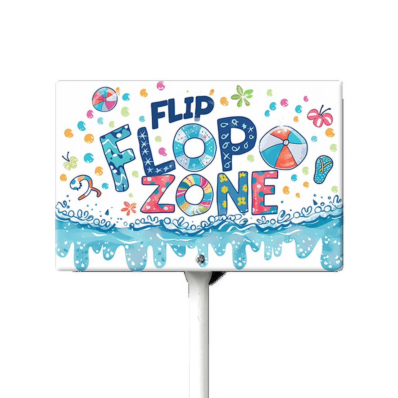 Eveokoki Flip Flop Zone Aluminum Sign Funny Pool Signs With Stake Beach  House Decor Vintage Pool Tropical Beach Patio Decoration 12\, image size:1280x1280