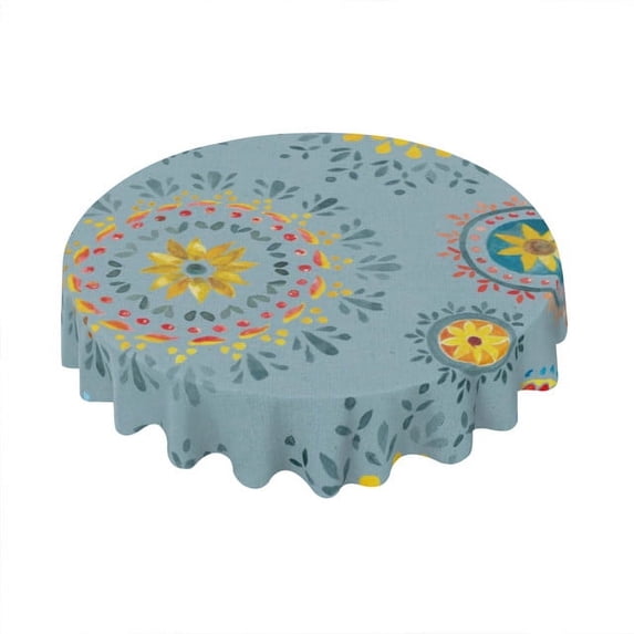 Eveokoki Floursack Autumn Round Tablecloths 60 Inch Holiday Tablecloth Decor Autumn Winter Table Cloth Polyester Fabric Season Outside Table Cover for Kitchen Outdoor Indoor Party